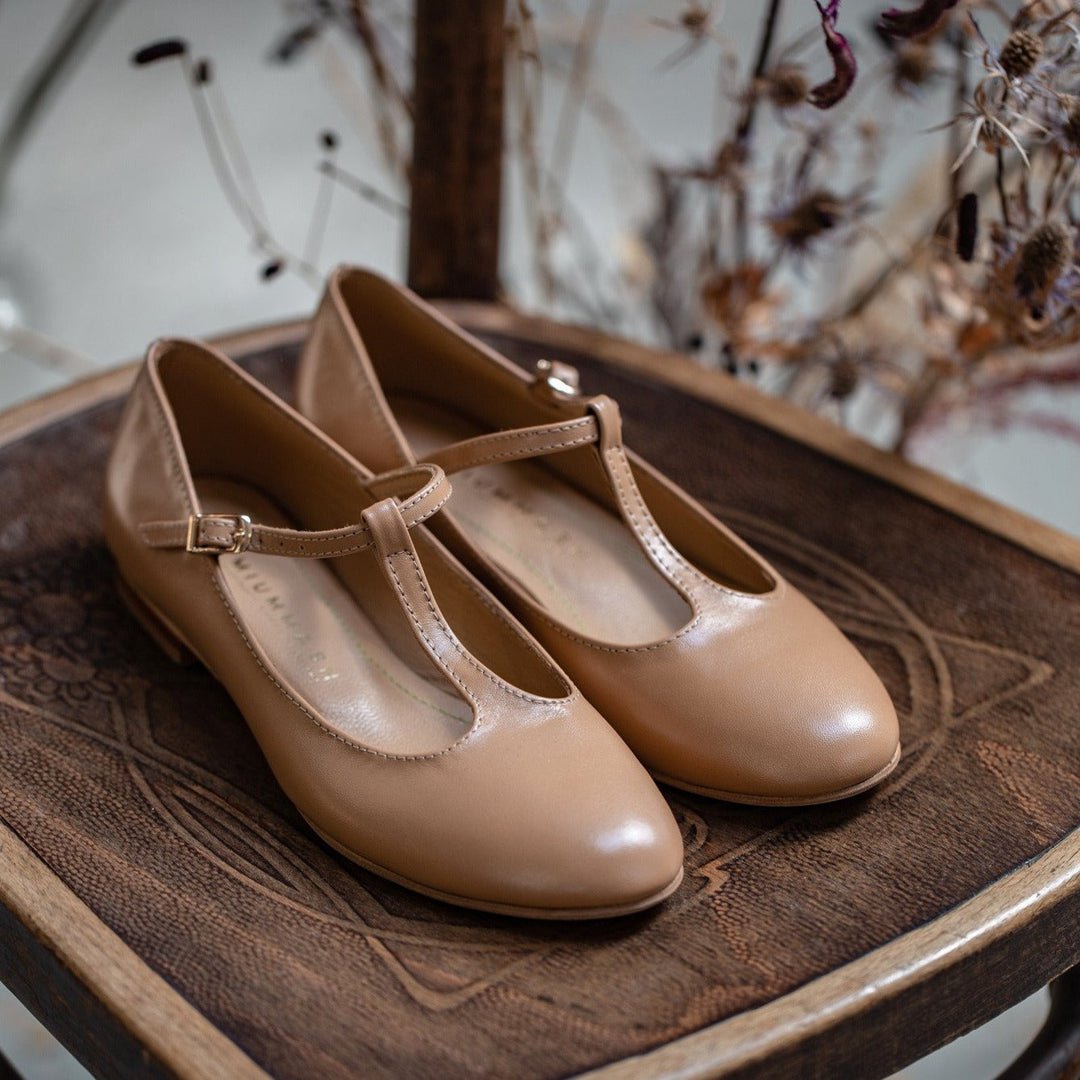 Handgemaakte leren ballerina's - Lotta - beige 34-42