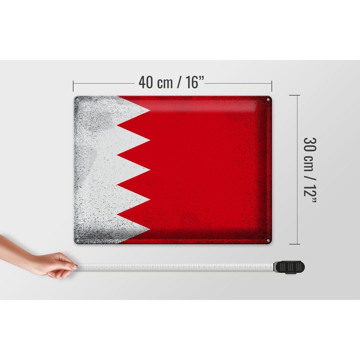 Tin Sign Flag Bahrain 40x30cm Flag of Bahrain Vintage