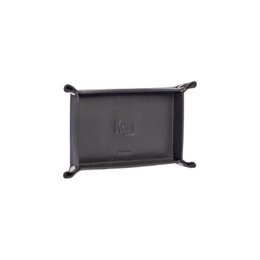 K0052AB | Plateau de poche rectangulaire en cuir véritable pleine fleur, à grain clair. Couleur noire. Fermeture par boutons pression finition argent brillant. Dimensions (fermé) : 17 x 11 x 3 cm