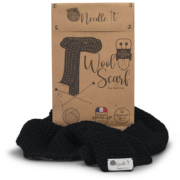 NEEDLE IT® Knitting Kit for Adult Beginners Complete with Knitting Needles - DIY Knitting Wool Scarf - Gift Idea (Black)