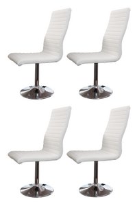 Set of 4 dining chairs in white imitation leather look