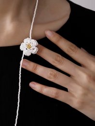 Handmade Daisy Beaded Necklace & Earrings Set
