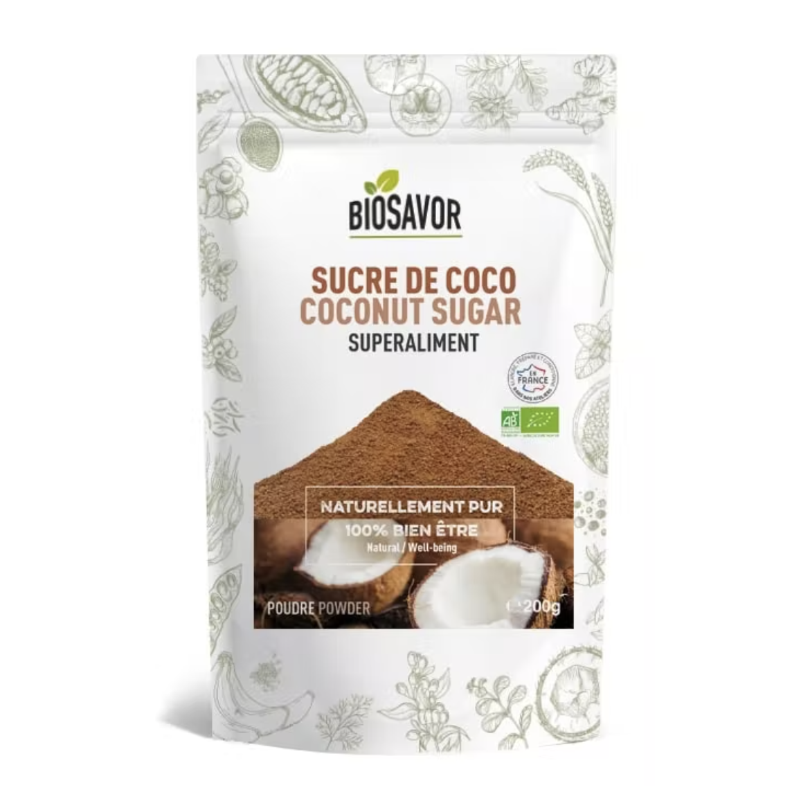 SUCRE DE COCO EN POUDRE - 200G - COMPLÉMENT ALIMENTAIRE