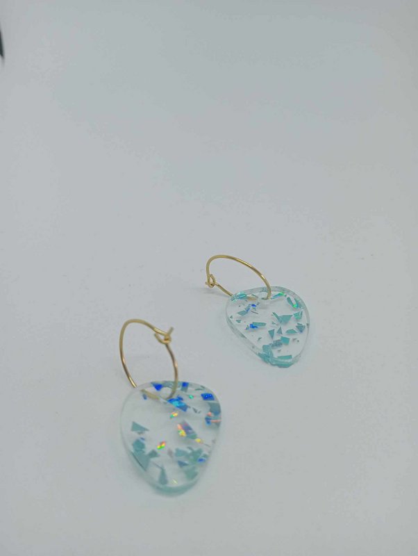 Boucles d'oreilles acrylique confettis bleu/vert