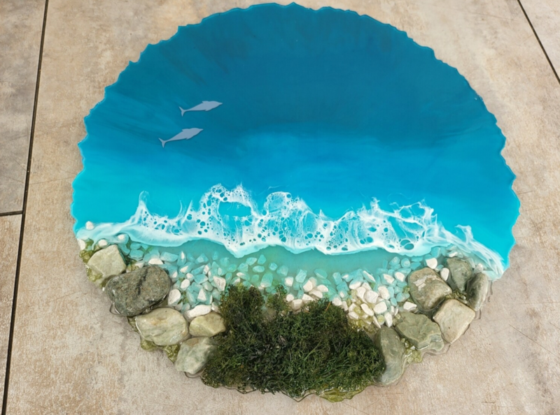 Epoxy resin painting "Beach"