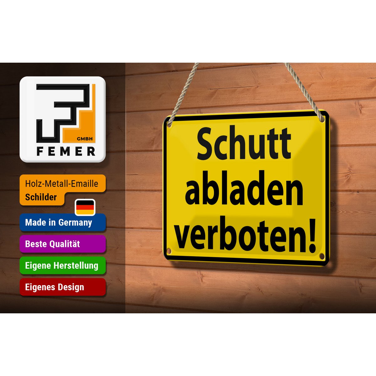 Tin sign warning sign 18x12cm dumping rubble forbidden decoration