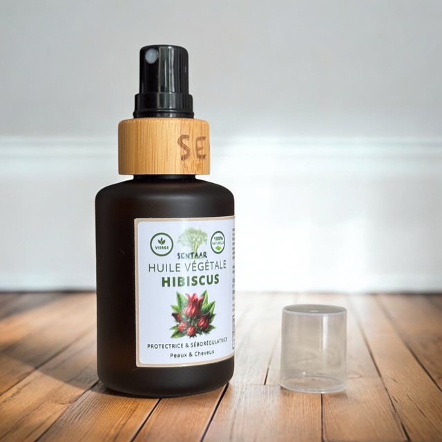 Huile d’Hibiscus Vierge & Pressée à Froid (60ml) – Le Secret Éclat & Anti-Âge ✨