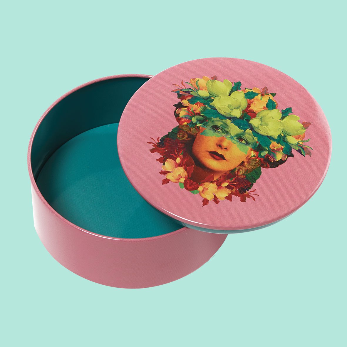 Rosana round metal tin box