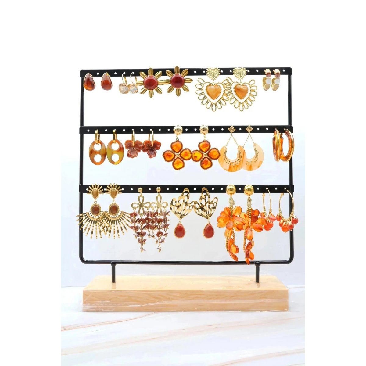 Set van 15 paar oorbellen met display