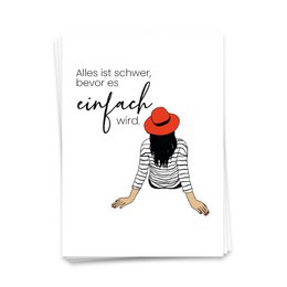 Alles ist schwer bevor es einfach wird -  Postkarte 10er Set