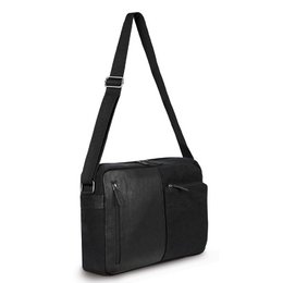 K0022AB | Messenger in Canvas/Genuine Leather, full grain, flywheel - Color Black. Accessories Antiqued Nickel, Top closure with zip. Dimensions: 35 x 26 x 10 cm. Packaging: Tnt bag