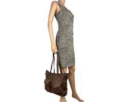 Borse da donna borsa a tracolla grande sacca per la pelle in pelle scuro marrone scuro