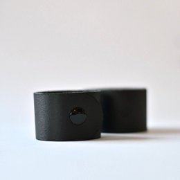 Rond de serviette cuir Noir 4-p
