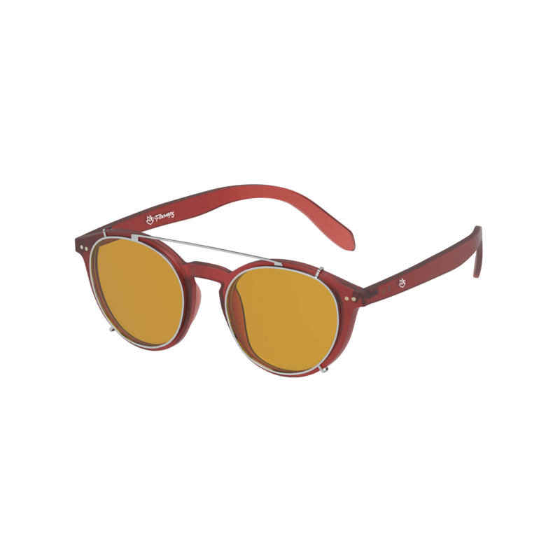 Lennon Blue Light Glasses - Everyday Lens met Heavy Duty Clip-on (rood montuur)