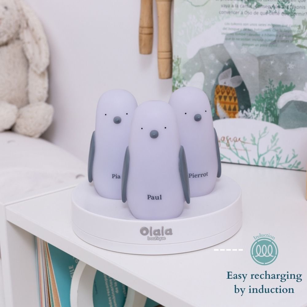 Path of Light – Pinguine Paul, Pia & Pierrot – Induktionsladung – Weiß