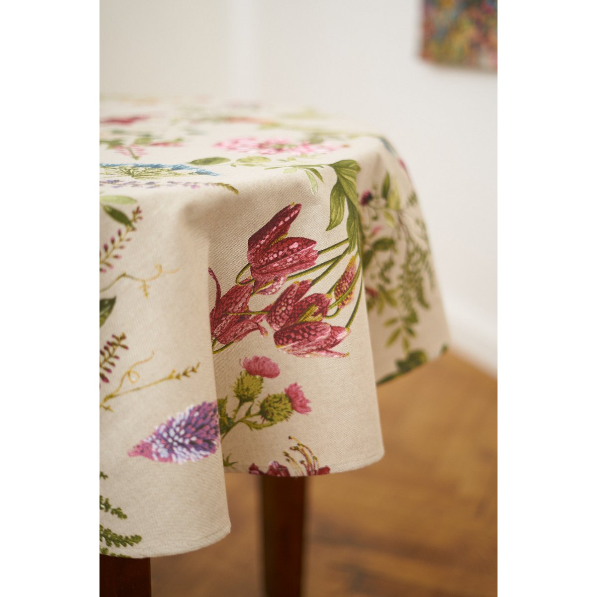 Round Floral Tablecloth, Poly-Cotton Mix, Printed | Botanico