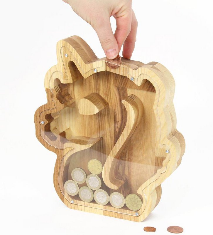 Sparschwein, Holzsparschwein Einhorn