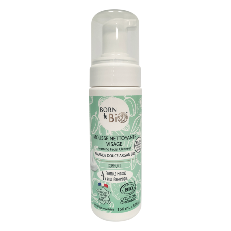 Schiuma detergente viso all'argan e mandorle dolci - Certificato biologico