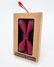Bowtie - Bordeaux with Xmas trees with stars