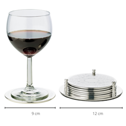 EDZARD Set of 6 coasters Bruges with holder, fine silver-plated, tarnish-resistant, diameter 9 cm
