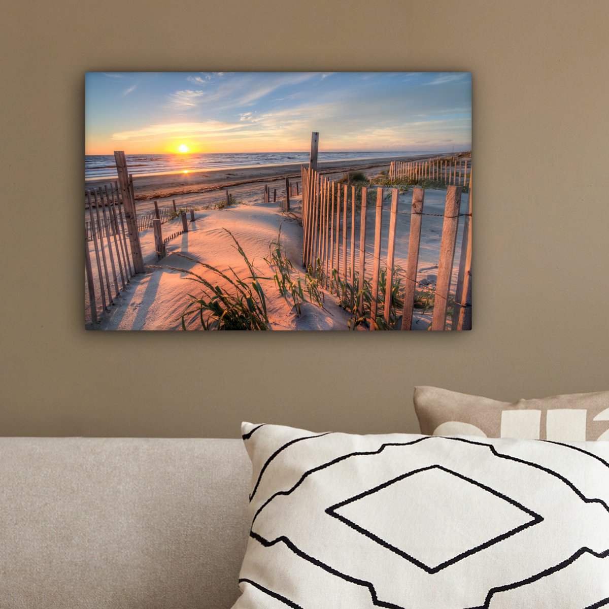 Leinwand Malerei - Wanddekoration - Strand - Meer - Dune - Sonnenuntergang - Landschaft