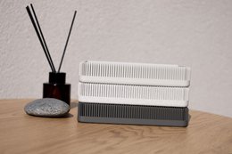 Sleek Rectangular Cool Tone Trays - Modern Ribbed Design, Perfect for Desk, Entryway, Coffee Table, or Home Organization Needs
