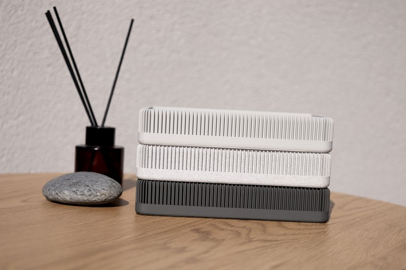 Sleek Rectangular Cool Tone Trays - Modern Ribbed Design, Perfect for Desk, Entryway, Coffee Table, or Home Organization Needs