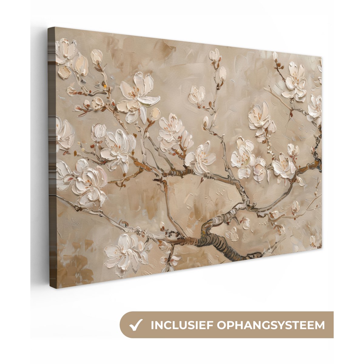 Pintura de lienzo - Decoración de pared - Flores - Rosa - Moderno - Beige