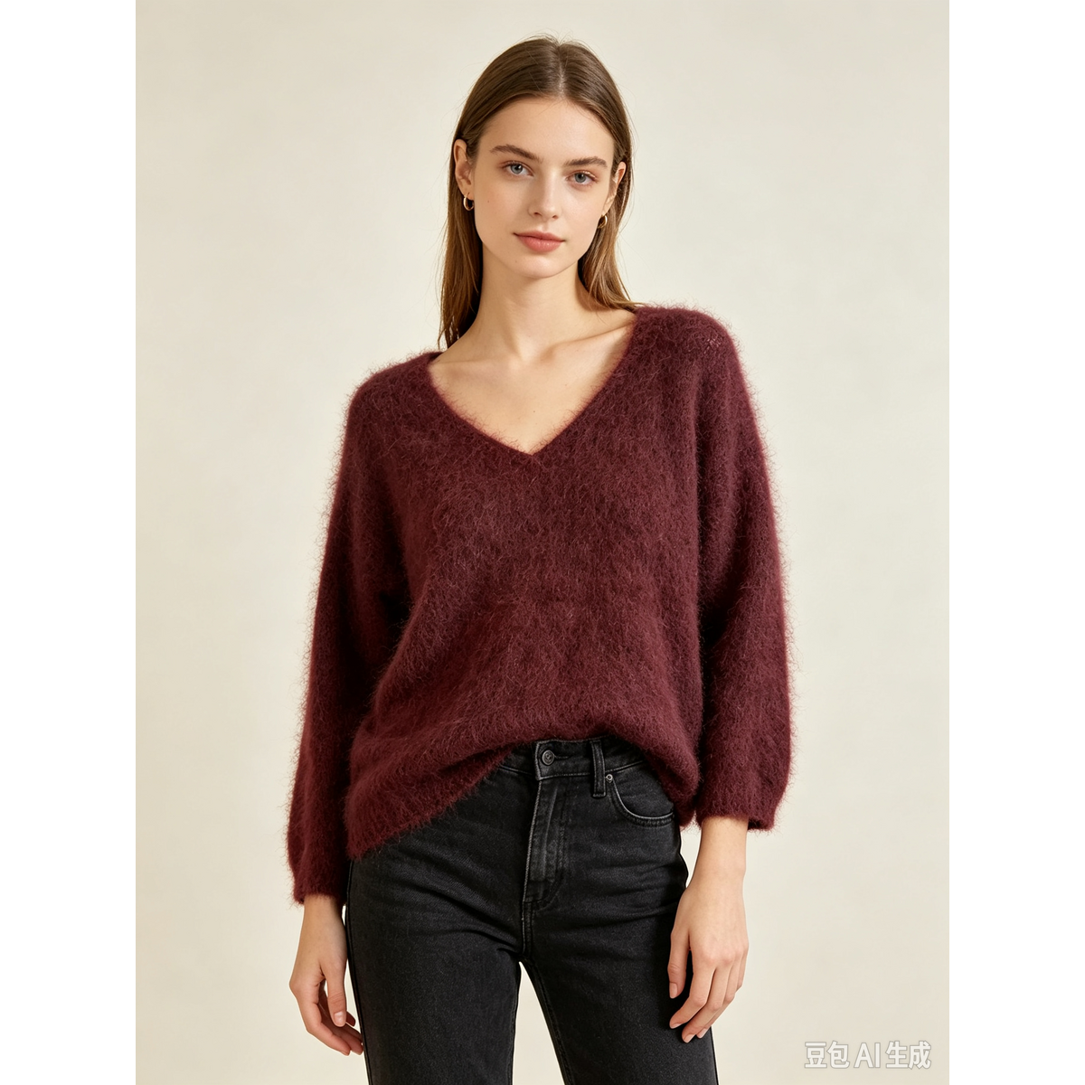 Mohair trui met V-hals REF. 7714