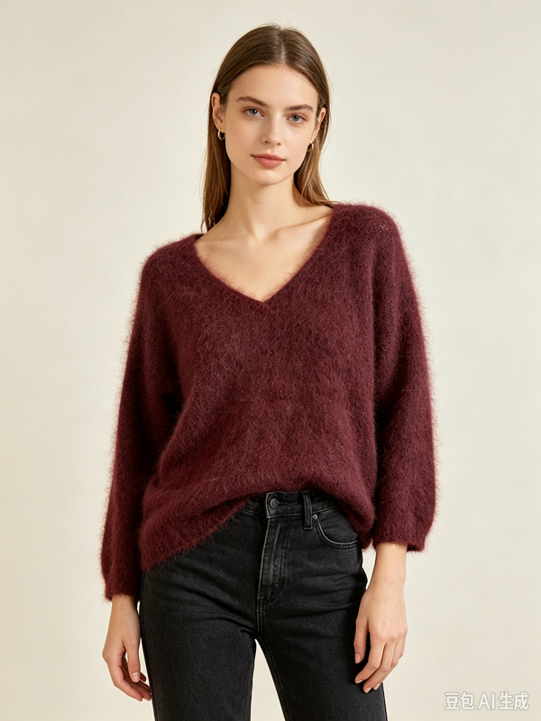Mohair trui met V-hals REF. 7714