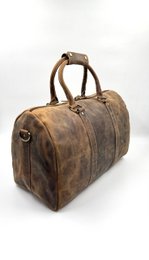 Håndlavet brun "Hunter" læder rejsetaske – håndværker 45 cm kompakt duffel med sikker velcro skillevæg