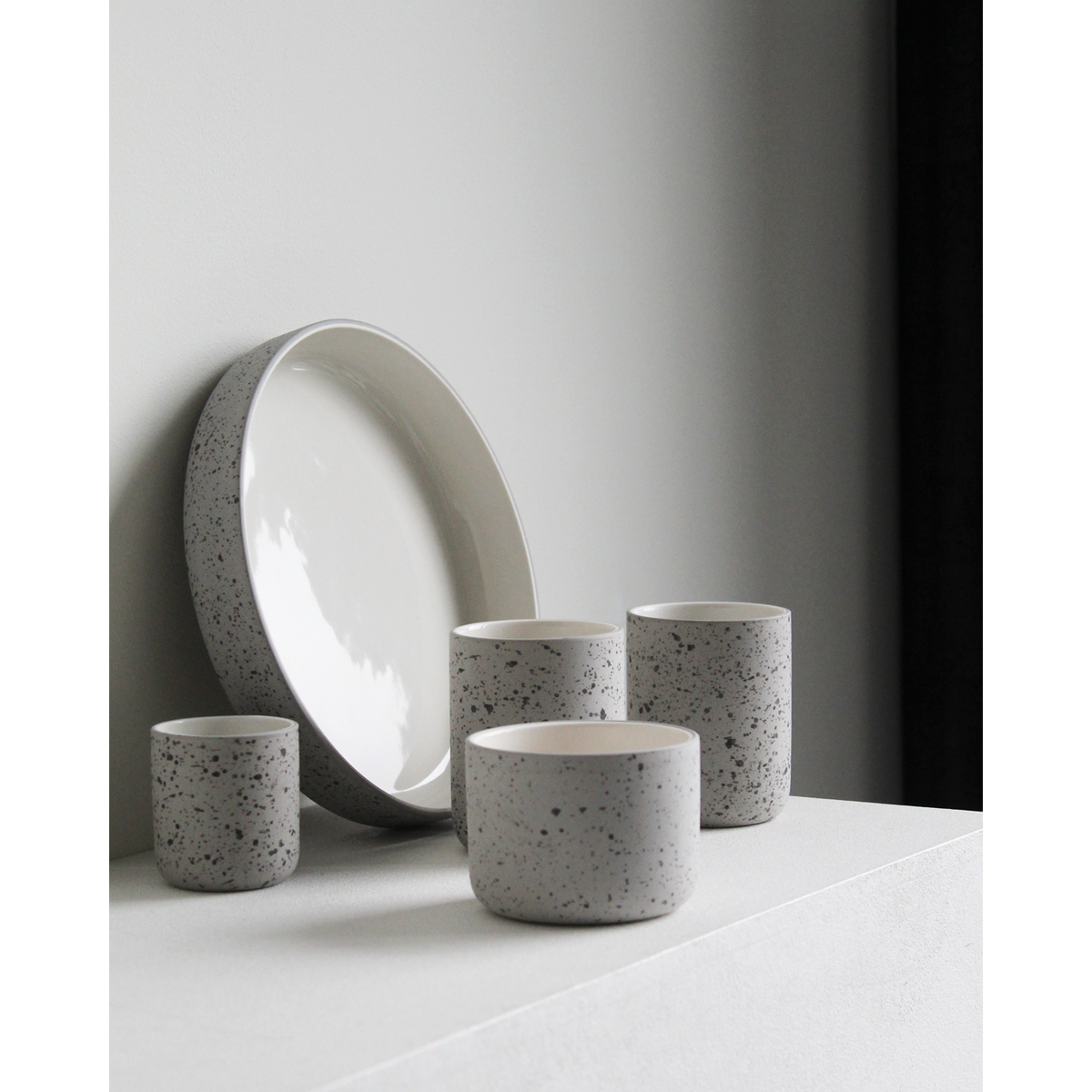 Cappuccino mug Fundament | light grey speckled / white