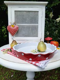 Plato de pastel rojo con puntos Isabelle Rose