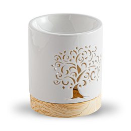 Quemador de perfumes serie Céramy – Árbol de la vida – Portavelas de cerámica lacada – Difusión de ceras aromáticas, aceites esenciales – Idea decorativa de regalo