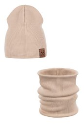 Frühlingsset: RIB-Mütze und Schal – Baumwolle – BEIGE