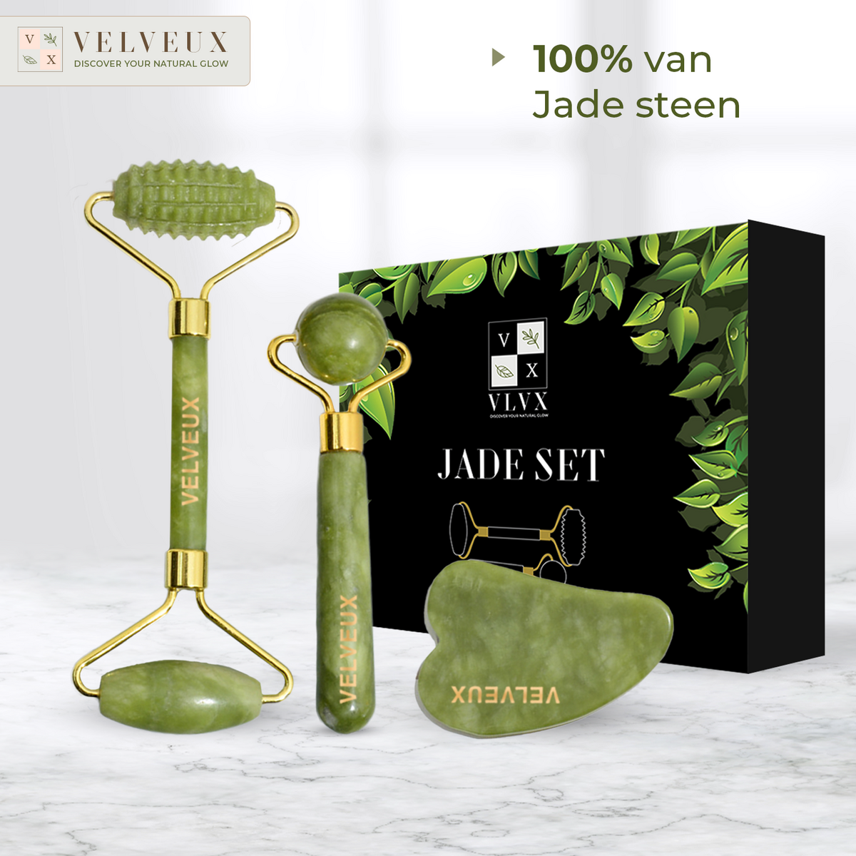 Jade roller gua sha facial roller 4 piece set