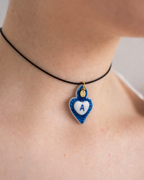 Charms – Blauer Herz-Porzellan-Anhänger – Buchstabe A