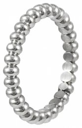 Stainless steel beaded ring, stackable design, available in sizes 52, 58, 62, 54, 60, 56.