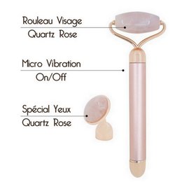 Roller Visage Electrique – Quartz Rose – Masseur Visage Lifting – Accessoire Bien-être