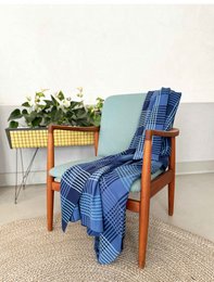 Ruth Blue Jacquard Throw – Soft Brushed Cotton