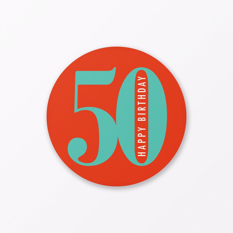Geburtstagskarte "Runder Geburtstag 50" rund inkl. Umschlag