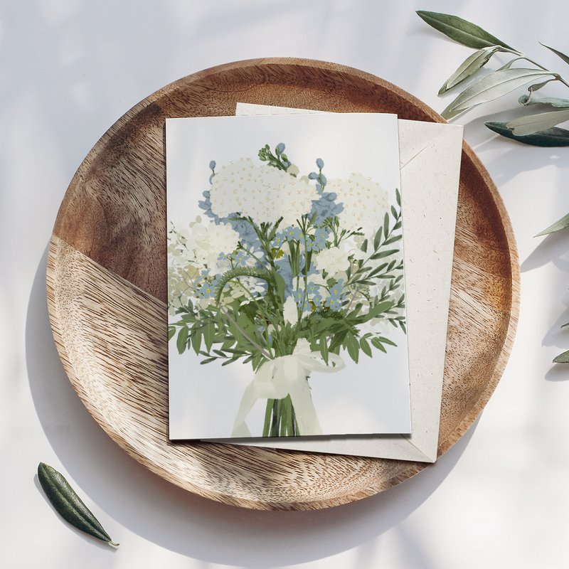 Klappkarte blauer Blumenstrauß, inkl. Umschlag