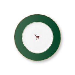Plate Love Birds Deer Dark Green 17cm
