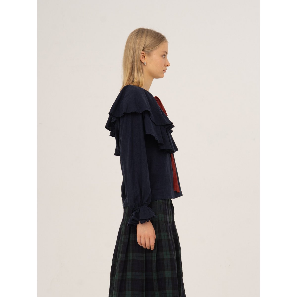 Evermore blauwe en rode blouse