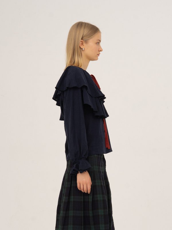 Evermore blauwe en rode blouse