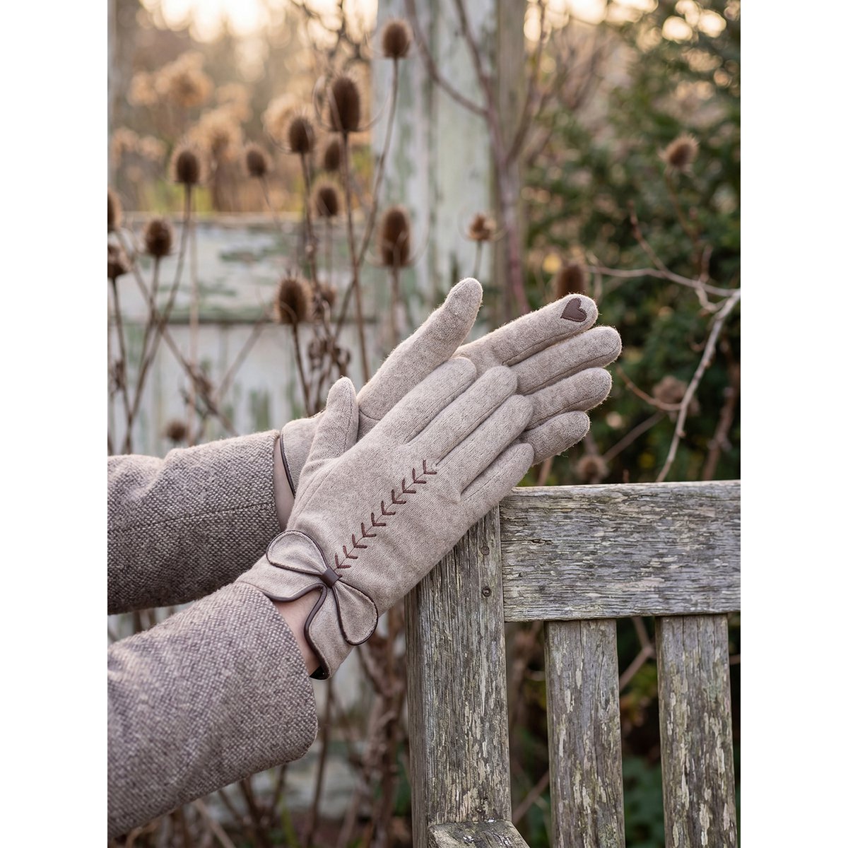 Gloves winter 9x23 cm Beige polyester