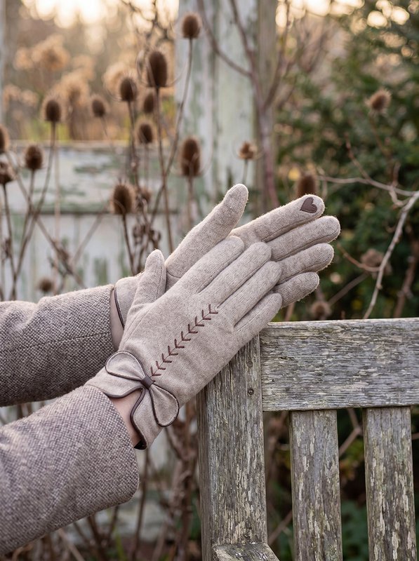 Gloves winter 9x23 cm Beige polyester