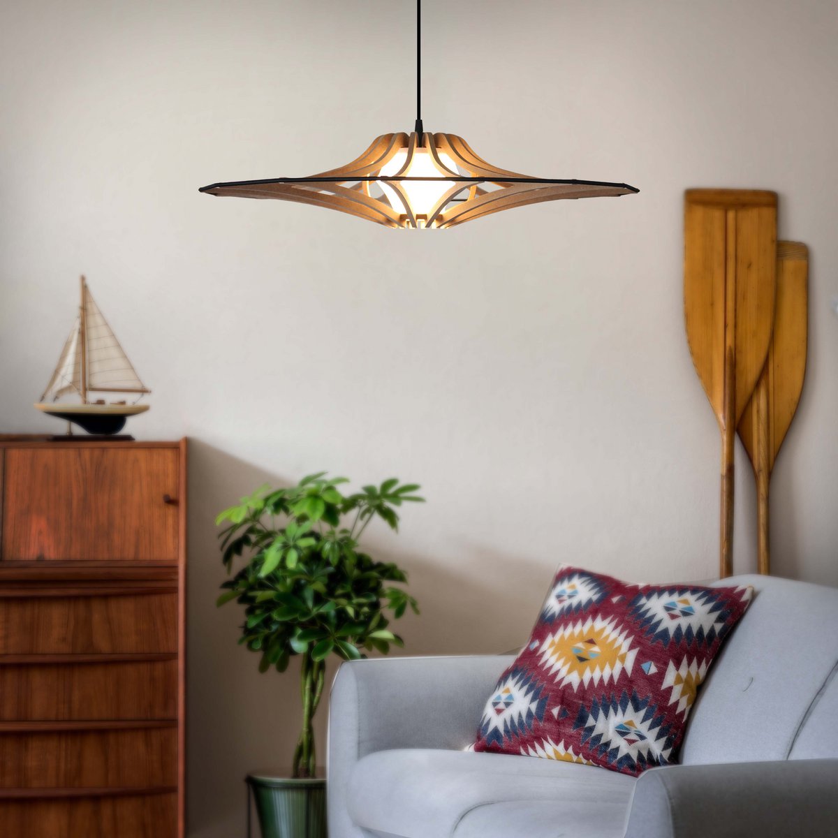 Suspension Design bois D65cm  SINGING BRUT