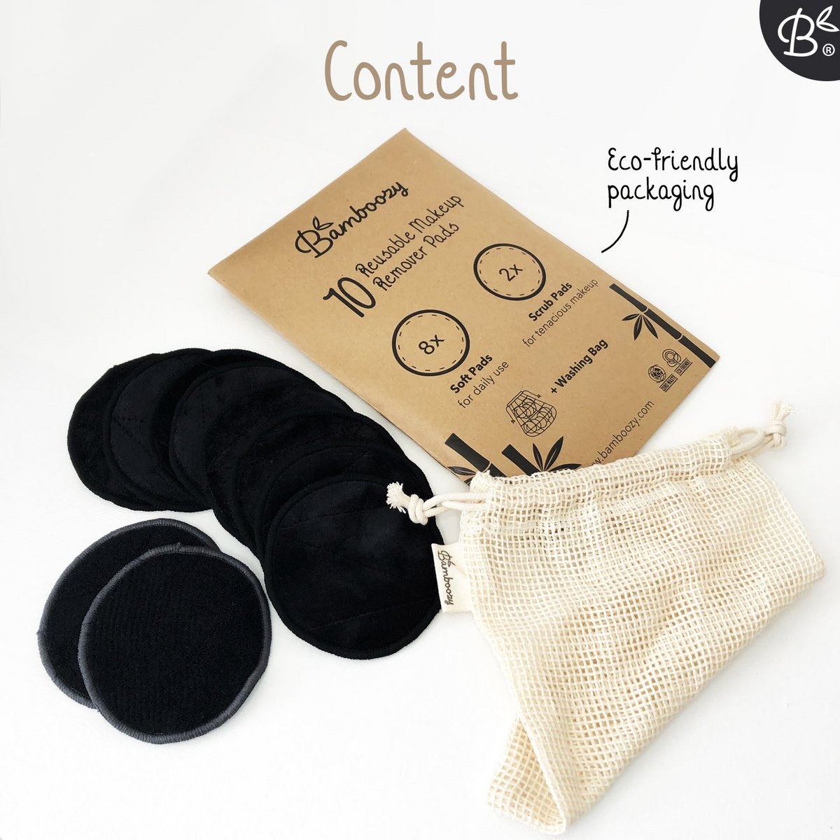 10x Black Reusable Cotton Pads 2-Layers
