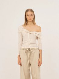 Zachte witte off-shoulder jersey top